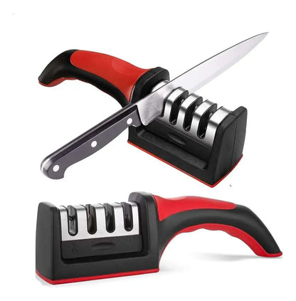 afilador de Cuchillos Profesional STARKCUT Modelo K3 - Sistema de Precisión de 3 Etapas con Mango Ergonómico Rojo