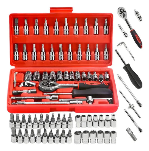 🧰 Kit de Herramientas Mecánicas 1/4 (Maletín Completo para Auto, Moto y Hogar)