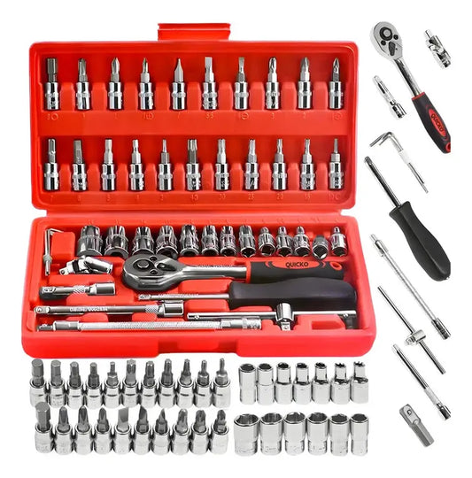 🧰 Kit de Herramientas Mecánicas 1/4 (Maletín Completo para Auto, Moto y Hogar)