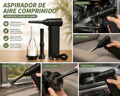Soplador de Aire Comprimido Turbo – Potente, Recargable y Multiuso