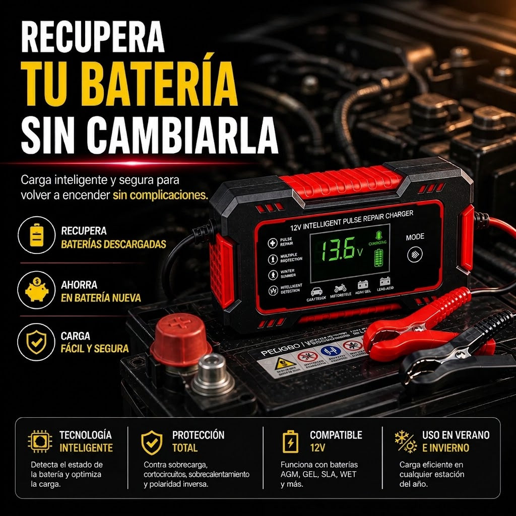 ⚡ Revive la Batería de tu Auto en Minutos: Cargador e Inteligente de Rescate