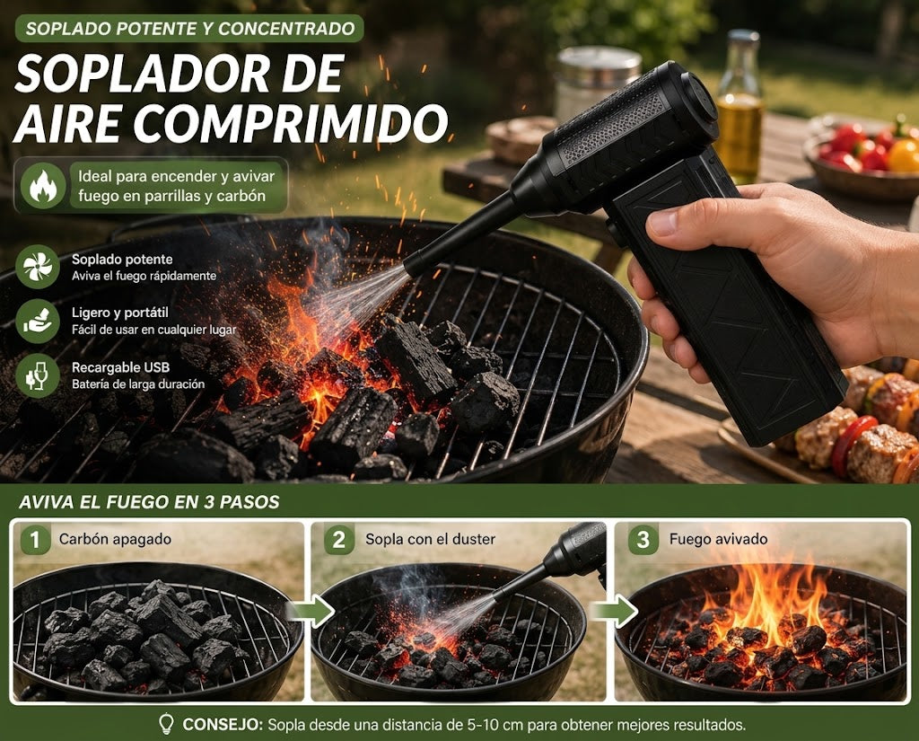 Soplador de Aire Comprimido Turbo – Potente, Recargable y Multiuso
