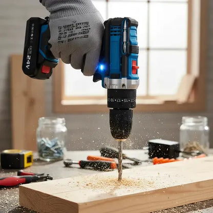 ⚡ Taladro Inalámbrico 24V con Doble Batería + Kit Completo de Herramientas
